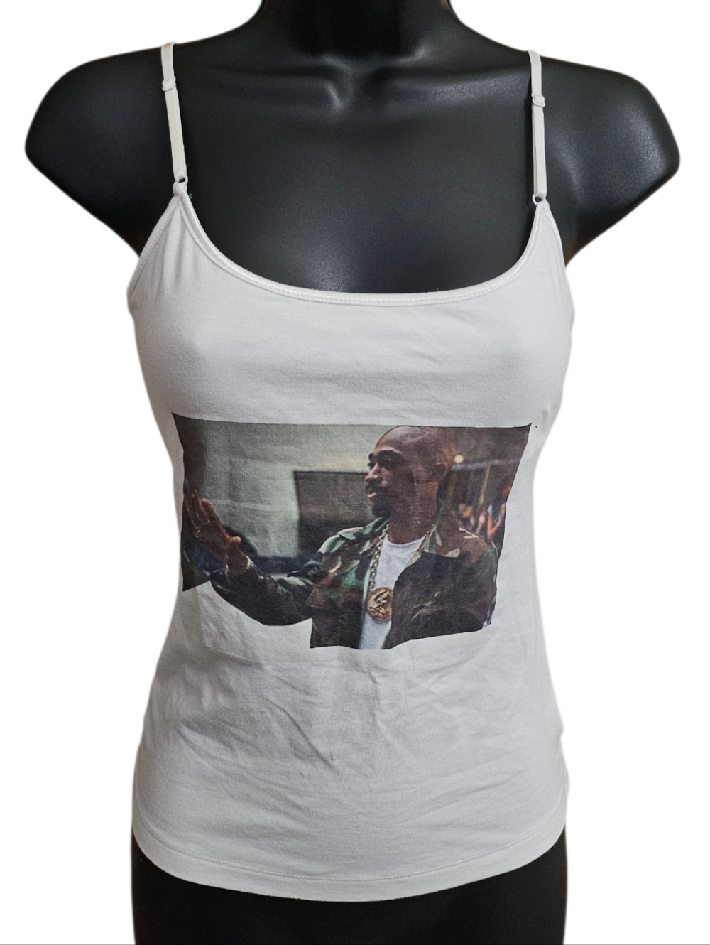 Y2K Tupac Shakur White Camisole Tank Top